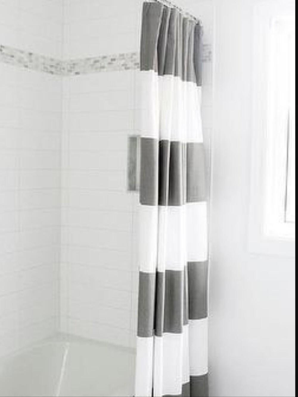 West Elm Shower Curtain Cotton Canvas Gray Ivory Stripe 72×74"